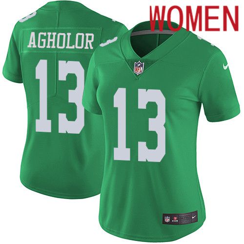 Women Philadelphia Eagles #13 Nelson Agholor Nike Green Vapor Limited Rush NFL Jersey->women nfl jersey->Women Jersey